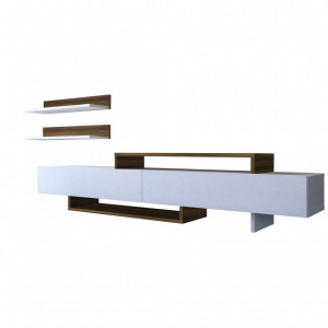 Ansamblu Comoda TV Nirvana Alb-Teak - Img 2