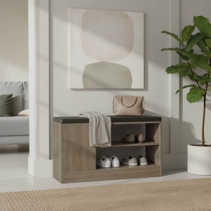 Bancă cu suport pantofi Deboule, sonoma/negru, 90x30x46 cm
