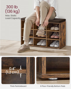 Banca cu suport pantofi Model Angel, Maro, 78.5x30.3x48 cm - Img 5