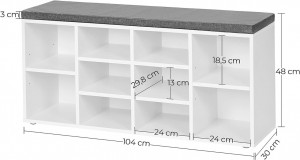 Banca cu suport pantofi Model Ryleigh, Alb, 104x30x48 cm - Img 3