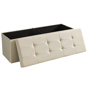 Bancă pliabilă cu spațiu de depozitare 120 L și șezut tapițat, Bej, 110 × 38 × 38 cm