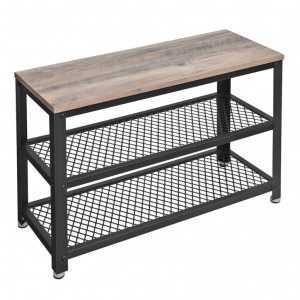 Bancheta cu suport pantofi Model Armando, Bej/Negru, 73x30x45.5 cm - Img 2