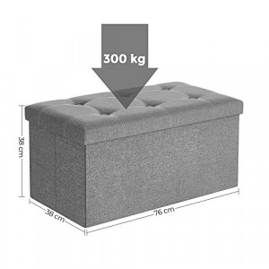 Bancuta hol cufar cu depozitare, Songmics, Gri, 76x38x38 cm - Img 7