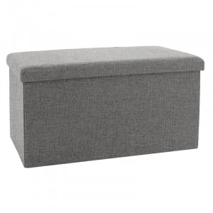 Bancuta hol cufar cu spatiu de depozitare material textil Greatness gri 76x38x38cm