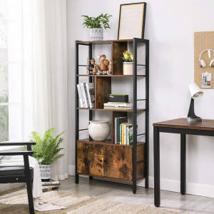 Biblioteca Vasagle, Model Armando, 74x30x154,5 cm, Maro Rustic/Negru - Img 3