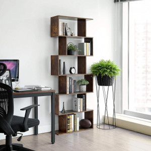 Biblioteca Vasagle, Model Reese, 70x24x190,5 cm, Maro Rustic - Img 3
