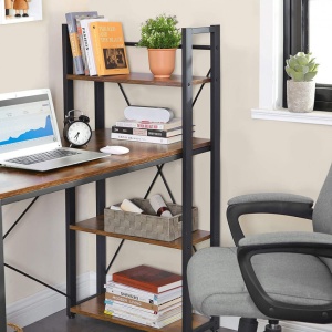 Birou cu Biblioteca Vasagle, model Rebecca, 120x60x119.3 cm, Maro Rustic/Negru - Img 4