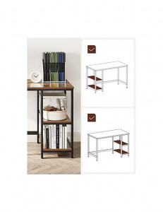 Birou cu Rafturi Vasagle, model Charley, 140x75x60 cm, Maro rustic/Negru - Img 4