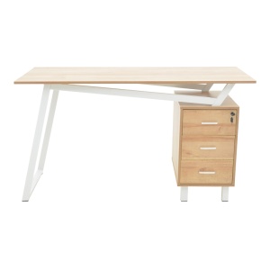 Birou cu sertare Model Prosper, Alb/Natur, 140x60x75 cm - Img 3