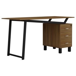 Birou cu sertare Model Prosper, Nuc/Negru, 140x60x75 cm