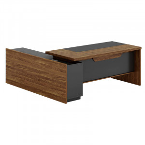 Birou pe colt dreapta Oscar nuc - antracit 200x180x76cm - Img 2