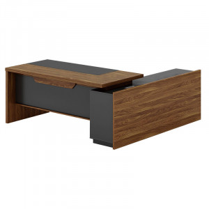 Birou pe colt stanga Oscar nuc - antracit 220x180x76 cm - Img 3