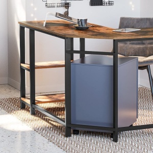 Birou pe Colt Vasagle, model Kiana, 138x76x138 cm, Maro Rustic/Negru - Img 9