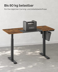 Cadru pentru Birou Songmics, model Jennifer, 140x72-120x60 cm, Maro antichizat/Negru - Img 5