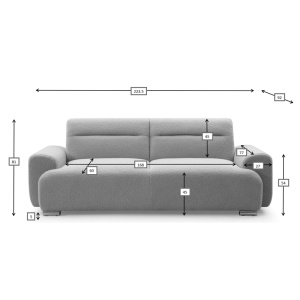 Canapea Extensibila 3 Locuri Harmonious, bej, 223.5x92x81 cm - Img 4