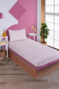 Cearsaf cu elastic si fete de perna Model Unicorn Dreams Beige - Img 3