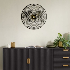 Ceas de perete decorativ din metal Coordinate Negru 49x49 cm - Img 1