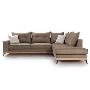 Coltar Stanga Luxury II Mocha - Crem - Negru 290x235x90 cm - Img 2