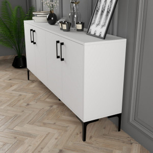 Comoda Model Kiev, Alb, 160x35x78 cm - Img 3