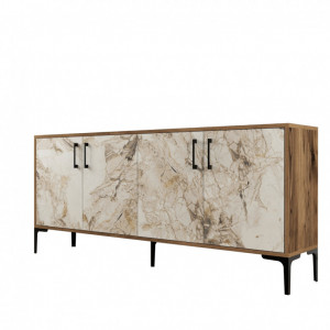 Comoda Model Kiev, Nuc/Alb marmorat, 180x35x78 cm - Img 5