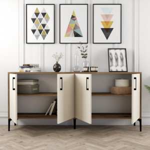 Comoda Model Kiev, Nuc/Crem, 180x35x78 cm - Img 2