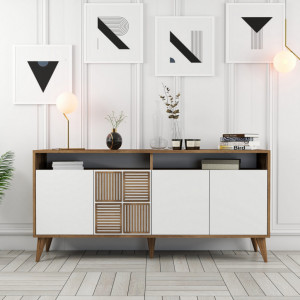 Comoda Model Milan, Nuc/Alb, 160x35x78 cm - Img 1