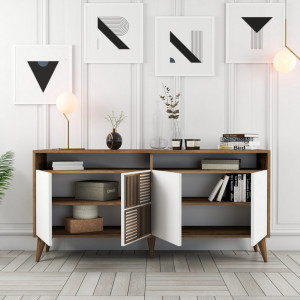 Comoda Model Milan, Nuc/Alb, 160x35x78 cm - Img 4