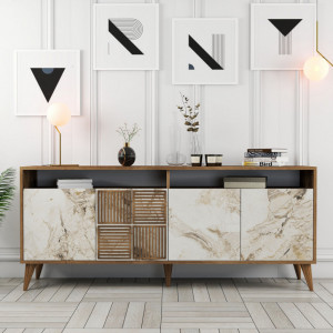 Comoda Model Milan V1, Nuc/Alb, 180x35x78.6 cm - Img 1