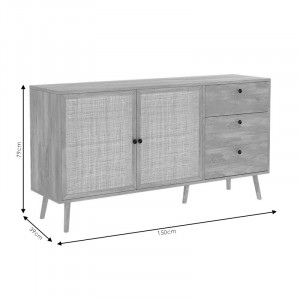 Comoda Model Oslo, Negru/Natur, 150x39x79 cm - Img 5