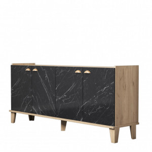 Comoda Model Sumer, Stejar/Negru marmorat, 180x41x77.8 cm - Img 5