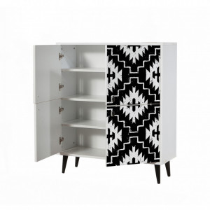 Comoda Model Swan, Alb/Negru, 95x36x111 cm - Img 4