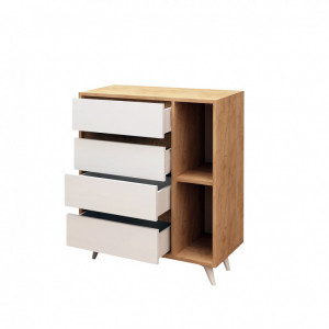 Comoda Model Tsela, Stejar/Alb, 70x40x86 cm - Img 3