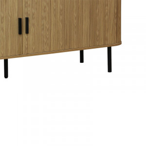 Comoda TV - Consola de dimensiuni medii Scandi MDF culoare lemn naturala cu picioare din metal negru 150x45x57.5cm - Img 4