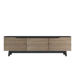 Comodă TV Kasandra, negru/stejar sonoma, 180x35x48.5 cm - Img 4