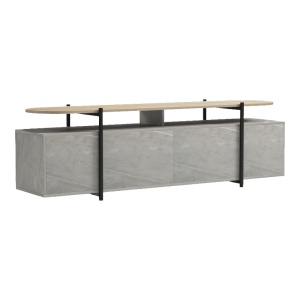 Comoda TV Medousa, Sonoma/Gri-bej cu aspect de marmura, 160 x 35,5 x 50 cm - Img 3