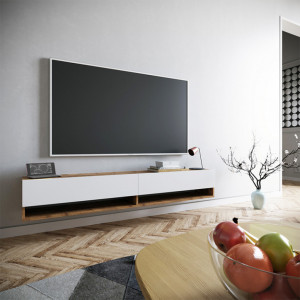 Comoda TV Pako World, Model Handra, 180x31.5x29.5 cm, Alb/Stejar - Img 2