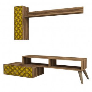 Comoda TV Planet - Walnut, Yellow - Img 5