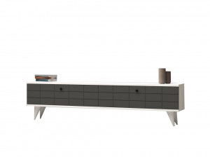 Comoda TV Salvador, Model Alberi, 160x35x25 cm, Antracit/Alb - Img 2