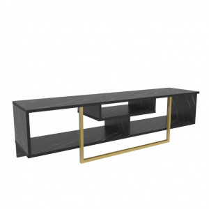 Comoda TV Salvador, Model Asal, 150x40x35.2 cm, Negru/Auriu - Img 5