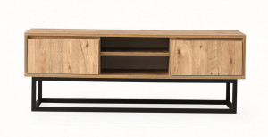 Comoda TV Salvador, Model Belinda, 180x50x40 cm, Negru/Pin - Img 4