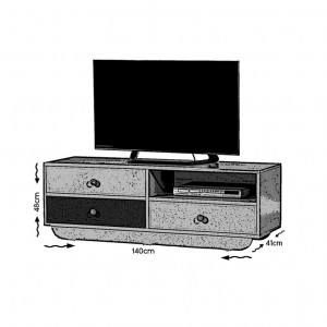 Comoda TV Salvador, Model Casablanca, 140x48x41 cm, Alb/Albastru - Img 3