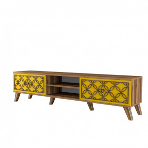 Comoda TV Salvador, Model Class, 180x44x35 cm, Nuc/Galben - Img 4