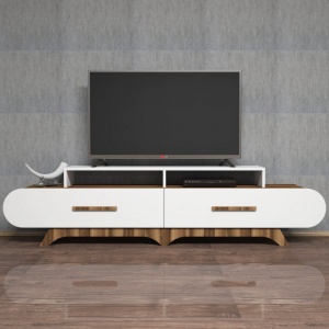Comoda TV Salvador, Model Flora, 205x50x36.8 cm, Nuc/Alb - Img 3