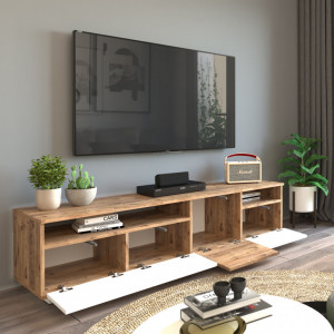 Comoda TV Salvador, Model FR5, 180x44.6x44.5 cm, Pin Atlantic/Alb - Img 5