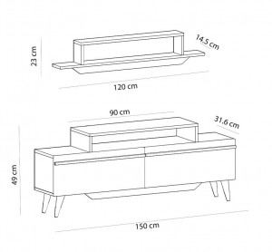 Comoda TV Salvador, Model Harmony, 150x123.6x27.7 cm, Nuc/Antracit - Img 5