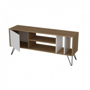 Comoda TV Salvador, Model Mistico, 140x58.7x35.5 cm, Nuc/Negru/Alb - Img 4