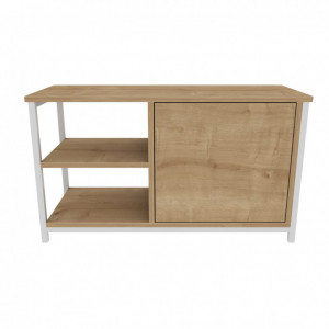 Comoda TV Salvador, Model Muskegon, 89.6x50.8x35.3 cm, Alb/Stejar - Img 5