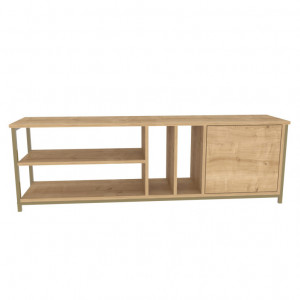 Comoda TV Salvador, Model Oneida, 140x50.8x35.3 cm, Auriu/Stejar - Img 5