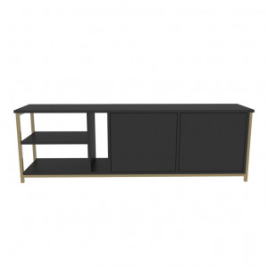 Comoda TV Salvador, Model Primrose, 160x50.8x35.3 cm, Antracit/Auriu - Img 5