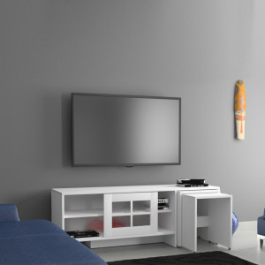 Comoda TV Salvador, Model Revival, 150x54x42 cm, Alb - Img 2